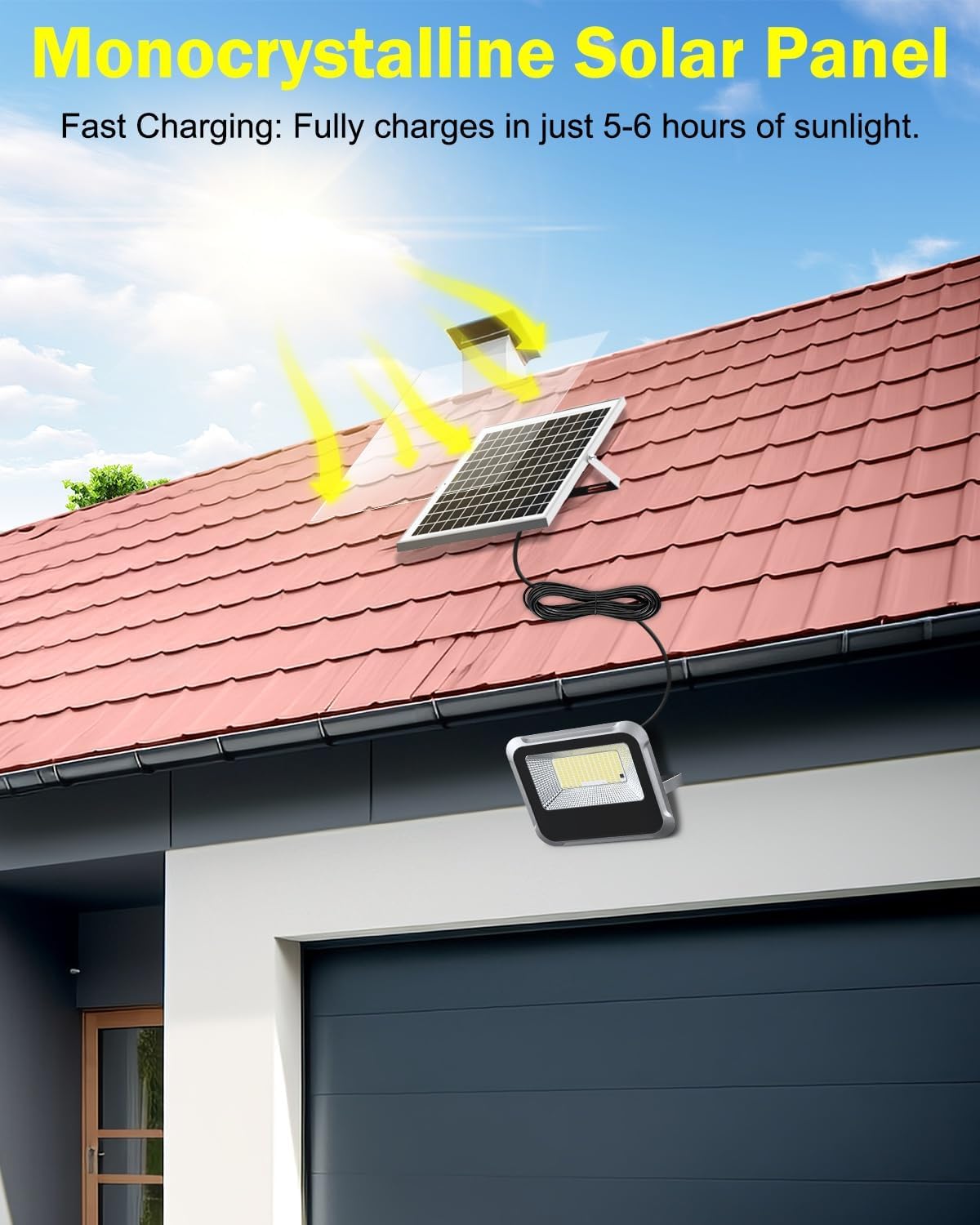 Solar Light Outdoor, Luces Solar Powered Security Flood Light Outside | 3000LM IP65 Waterproof Dusk to Dawn with Remote Control and 8.2 ft Cable for Yard, Shed, Barn. 2 PACK