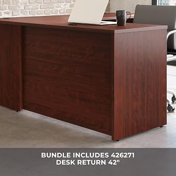 Sauder OfficeWorks Affirm 60 Desk & 42 Return, Classic Cherry Finish