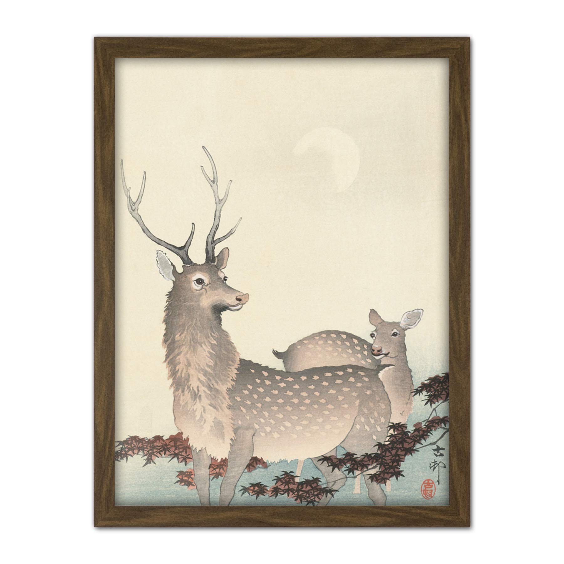 Artery8 Ohara Koson Two Deer Japanese Painting Artwork Framed Wall Art Print 18X24 Inch
