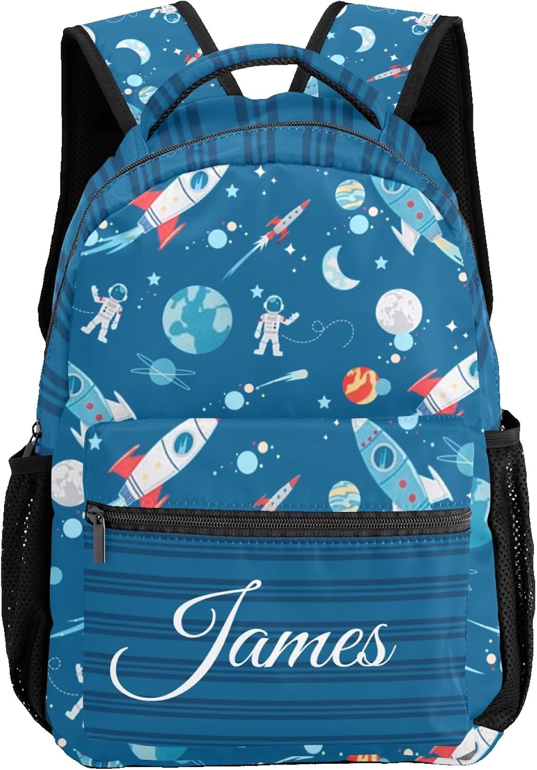 Custom Boys Backpack, 17" Dinosaur Kids Bookbag with Name, 1Pc Blue Dino School Backpack for Elementary Preschool Kindergarten, Back to School Supplies