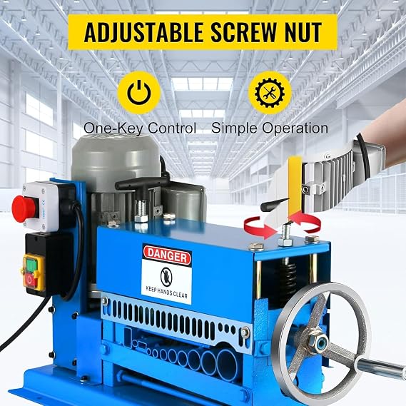 Wire Stripping Machine, 1.5-38mm Cable Stripper with 11 Channels & 10 Blades, 370W Horizontal Wire Separator for Recycling Copper Wire