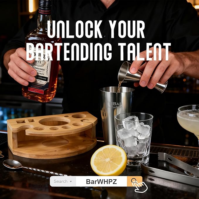 Set de Coctelería 13 Piezas con Coctelera y Soporte de Bambú miniatura 8