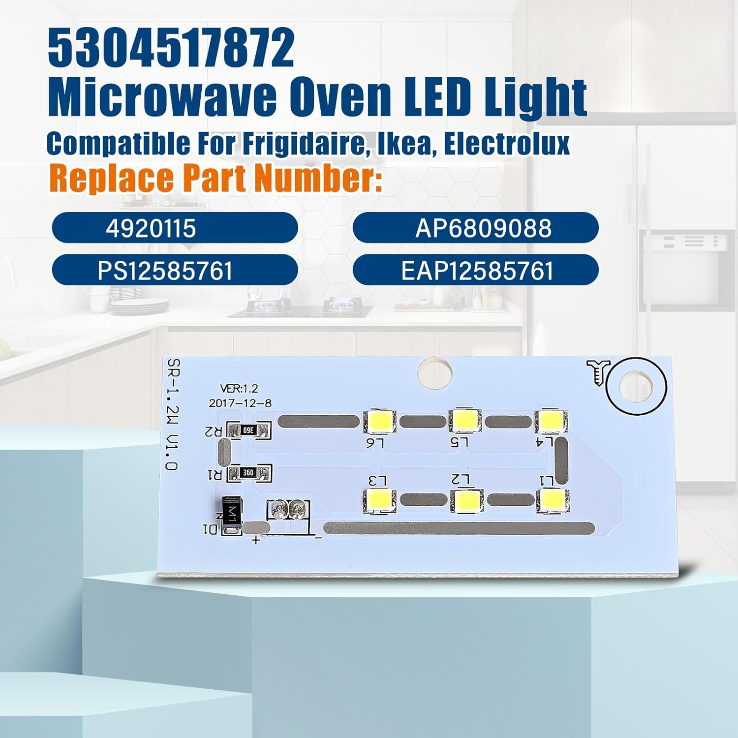 5304517872 Microwave LED Lamp 5304499540 5304509445 Light Bulb Over Compatible with Frigidaire, IKEA, Electrolux, Replacement 123462-A0 4920115 AP6809088 PS12585761 EAP12585761