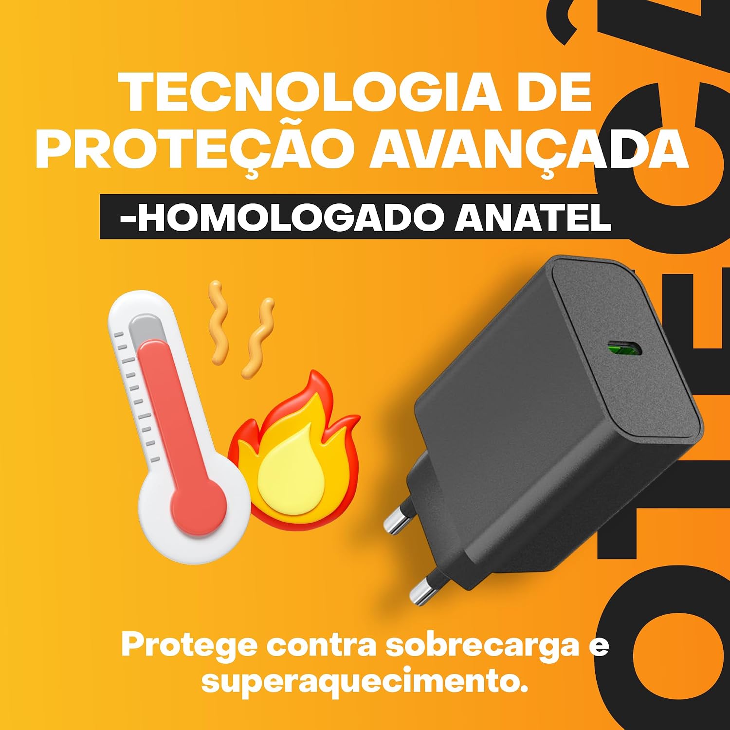 Carregador Super Turbo 50W Ultra Rápido USB-C E Cabo USB Tipo C de 1m - Compatível com Celulares Samsung Motorola iPhone 15 Tablets e Notebooks – Homologado Anatel Alta Performance e Segurança
