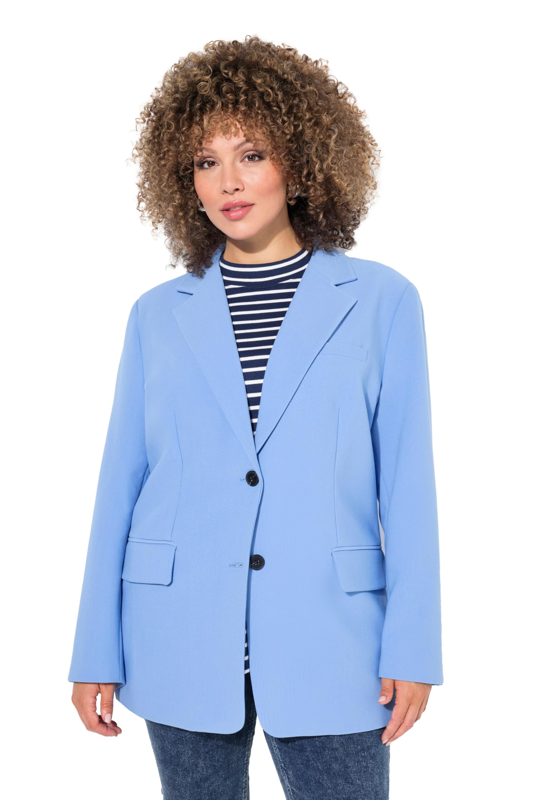 Ulla Popken Damen große Größen Übergrößen Plus Size Blazer, Oversized, Reverskragen, Knopfverschluss 826487