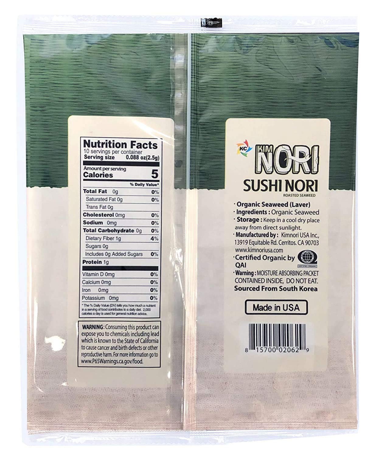 KIMNORI Organic Sushi Nori Sheets (160 Full Sheets) – USDA Organic Roasted Seaweed for Sushi & Kimbap – 16 Individual 10-Sheet Packs – Gluten-Free, Vegan, Non-GMO – Made in USA (Bulk Value Pack)