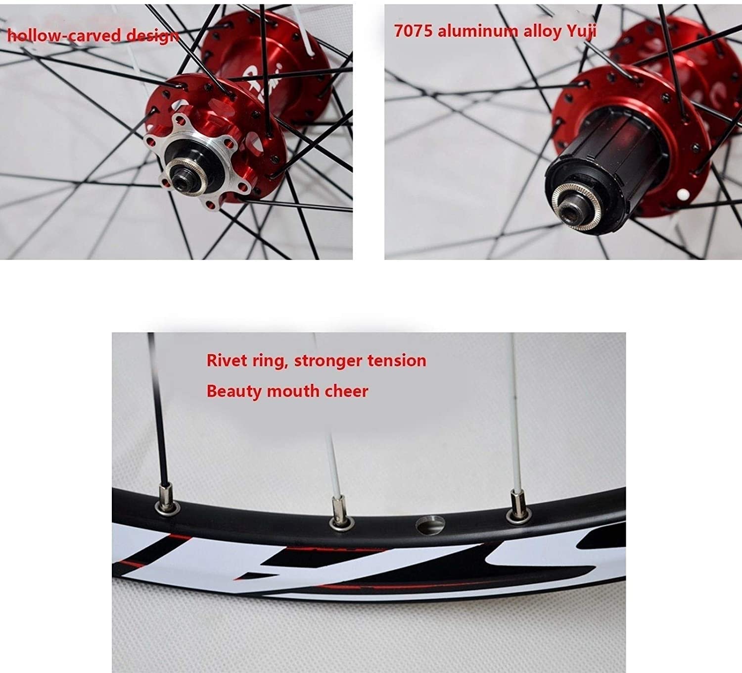 Amdieu Wheelset Ruedas de Bicicleta de montaña 26/27.5/29 Pulgadas, 32 h de aleación de Doble Pared Cassette Cubo de Cubo Sellado Freno de Disco de rodamiento QR 7-11 Velocidad MTB Ruedas Road Wheel
