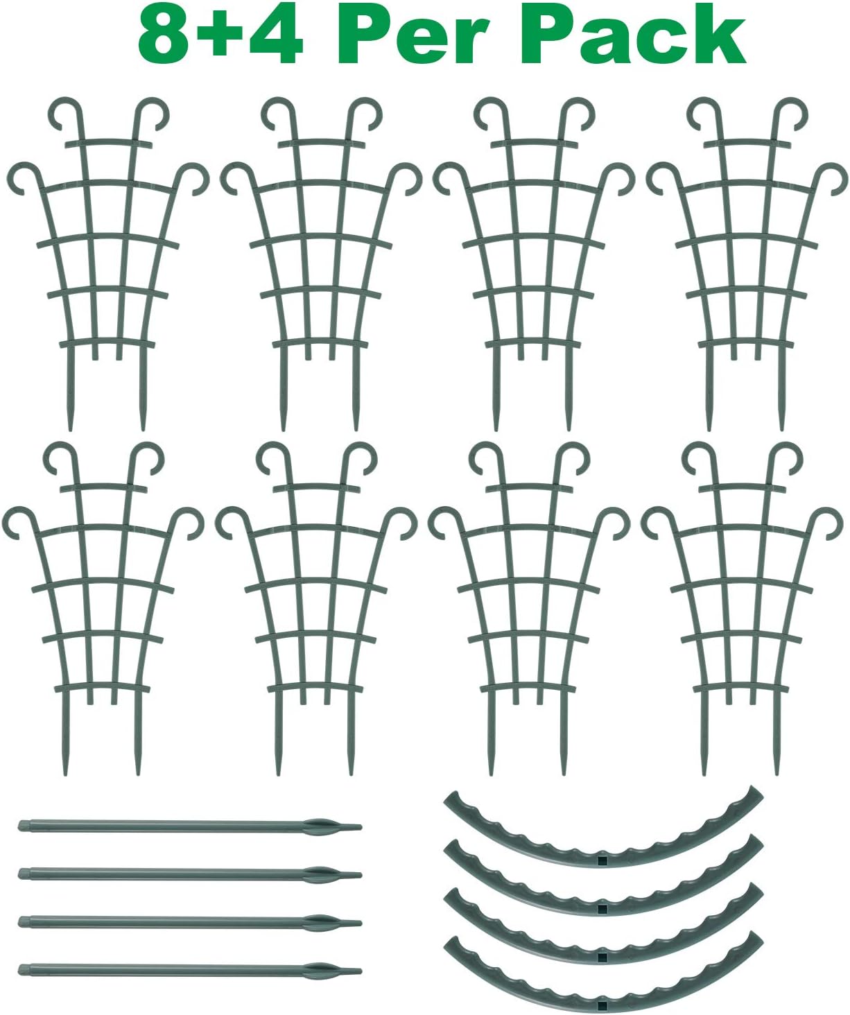 Debecty 8PCS Garden Plant Climbing Trellis Mini Climbing Plant Trellis Pots Support Vegetables Flowers Vines Vining Patio Climbing Trellises with 4pcs Arcuated Supports Stakes