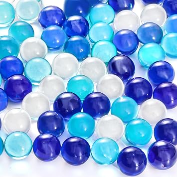 FUTUREPLUSX 75 PCS الرخام الأزرق السائبة، للأطفال ألعاب تشغيل الرخام، الحشو الحوض الحصى