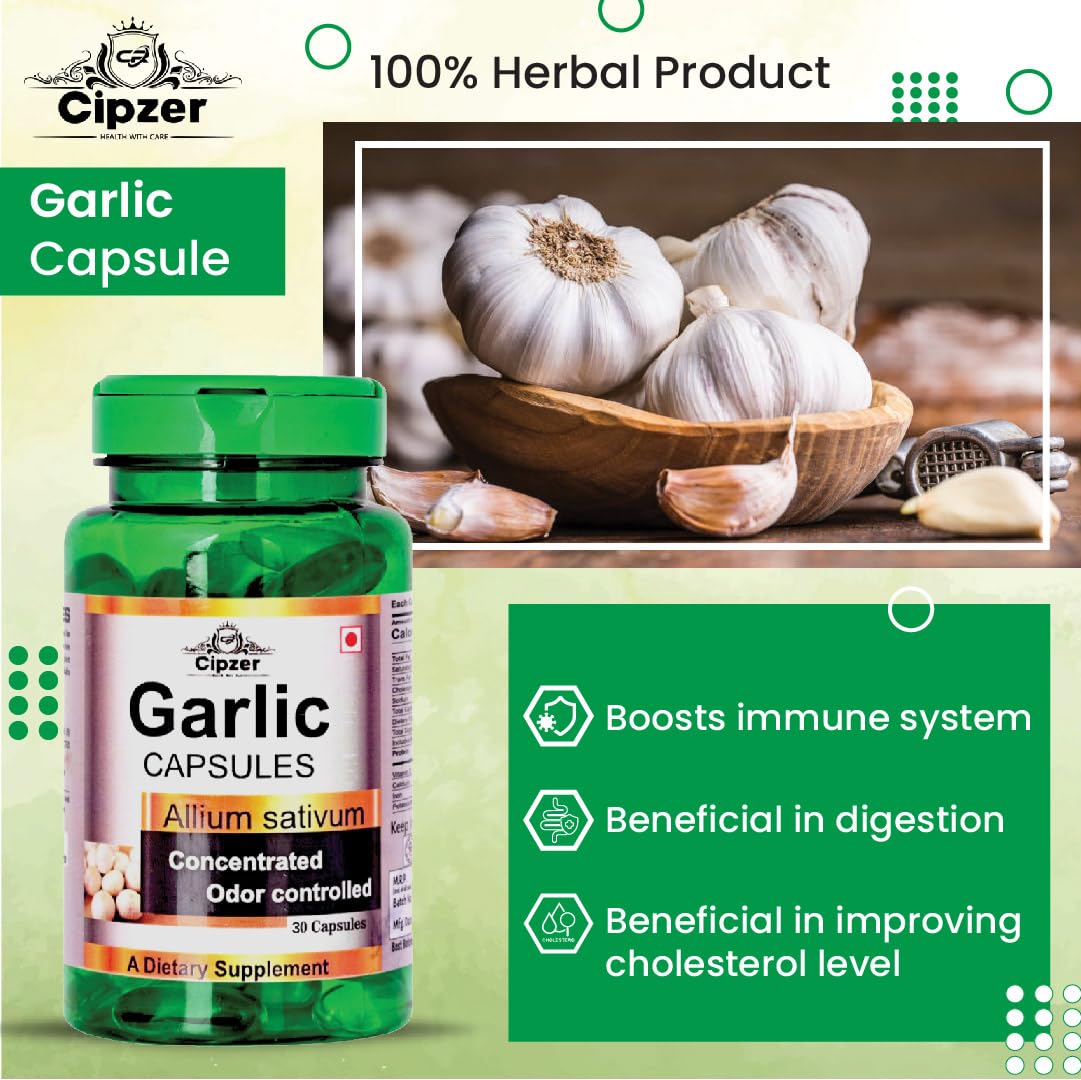 Cipzer Garlic Capsule for High Blood Pressure Managements Immunity Boost 30 Capsule - Image 2 thumbnail