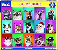 Vista 2 de White Mountain Puzzles - Retratos de gatos - Rompecabezas de 500 piezas
