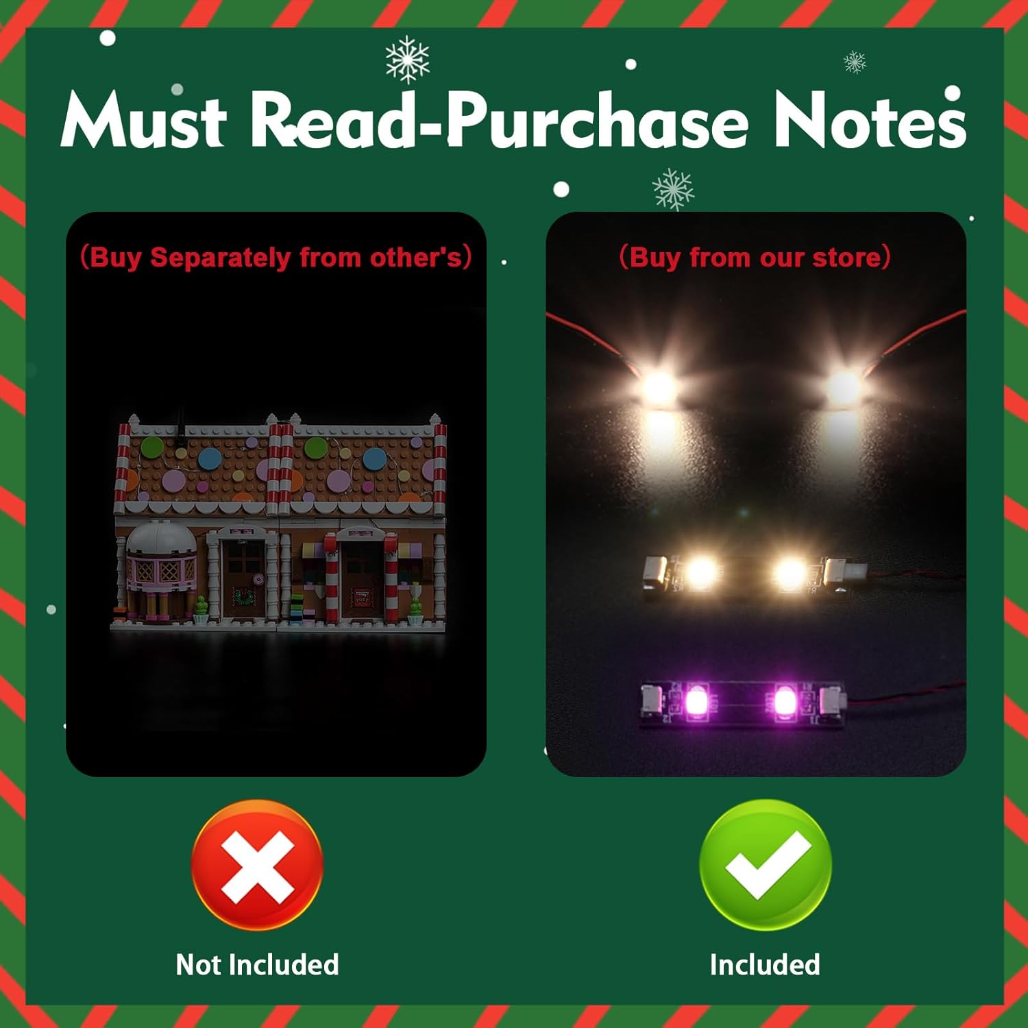 BrickBling LED Light Kit Compatible with Lego Festive Gingerbread House, Decorative Lighting Compatible with Lego 40809 (Excluding Model) (Classic Version Light)