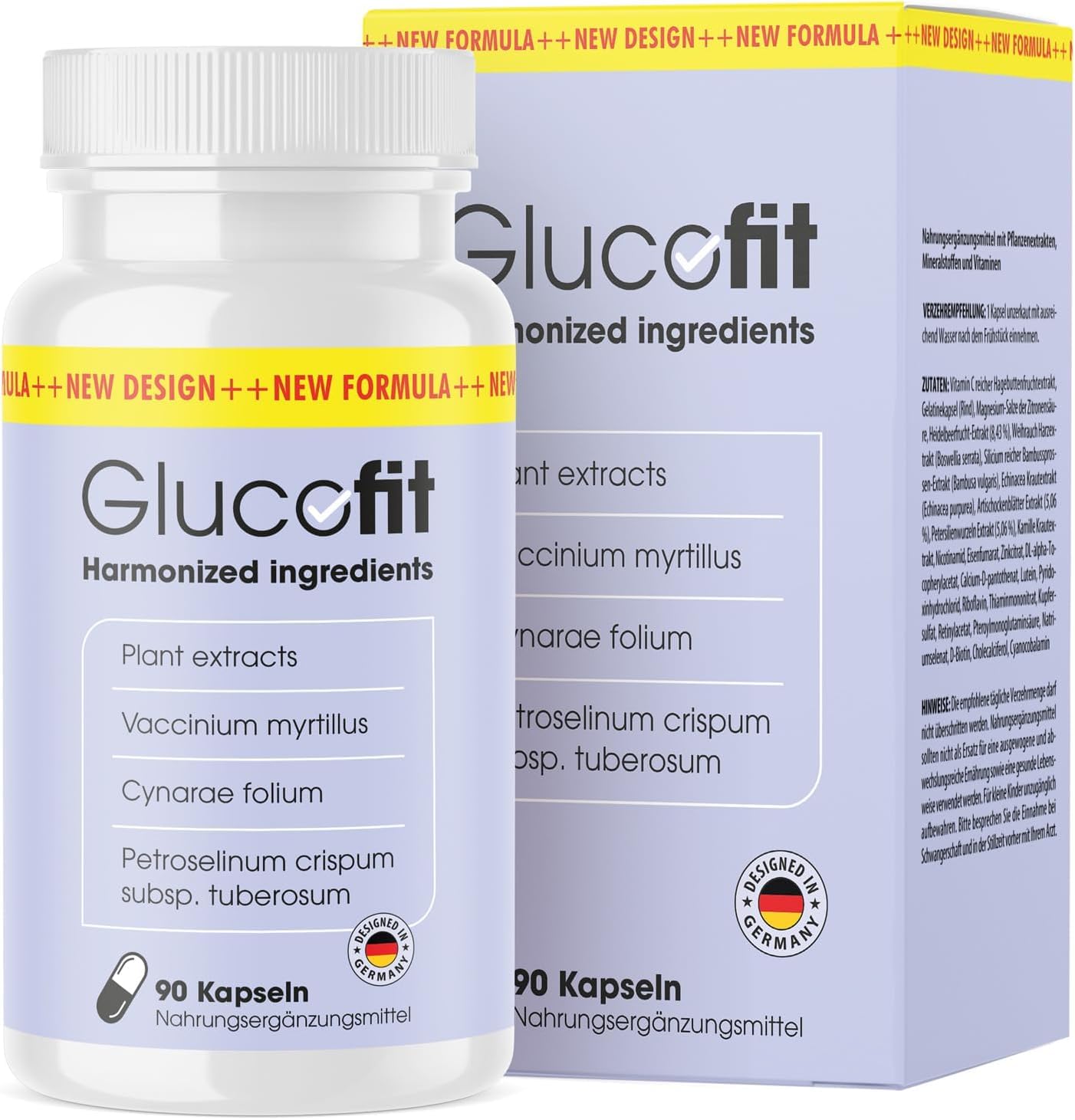 Glucofit Cápsulas (1 x 90 cápsulas) – con extractos de plantas, minerales y vitaminas – para mujeres y hombres – apoyo ideal para su día a día – sin gluten y sin lactosa