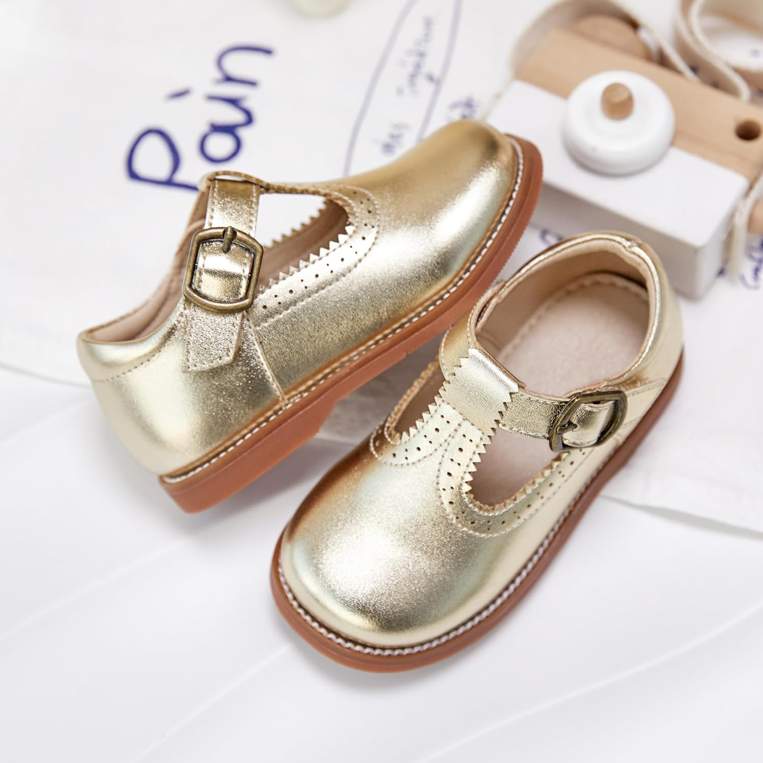 GINFIVE Toddler Little Girls Mary Janes Flats Girls Dress Shoes Kids Shoes - Image 3