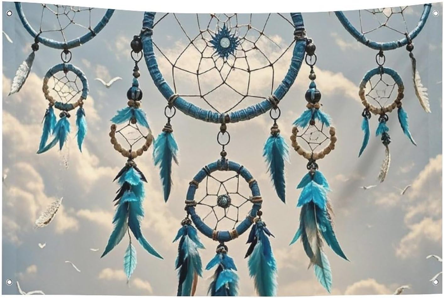 Welcome Banner Native Dream Catcher Party Flag Photography Backdrop Background Flags Decoration Birthday Party Wall Decor Sign Photo Props Flag Banner for Garden Fence Decor 35x59 in