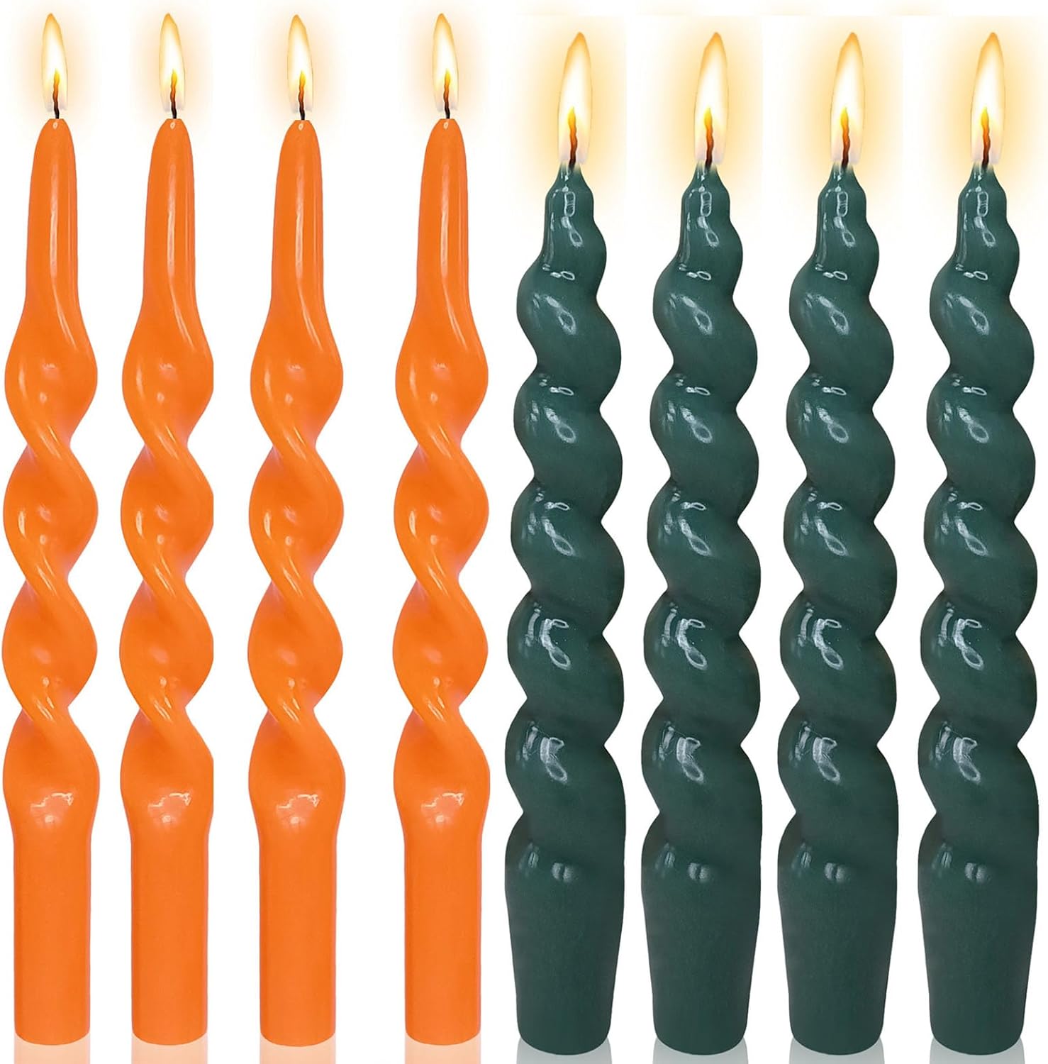 8pcs Spiral Taper Candle Long Candlesticks,10inches Orange Candle Stick Unscented Twisted Candlesticks Tall Tapered Candles for Home Décor Christmas Festive