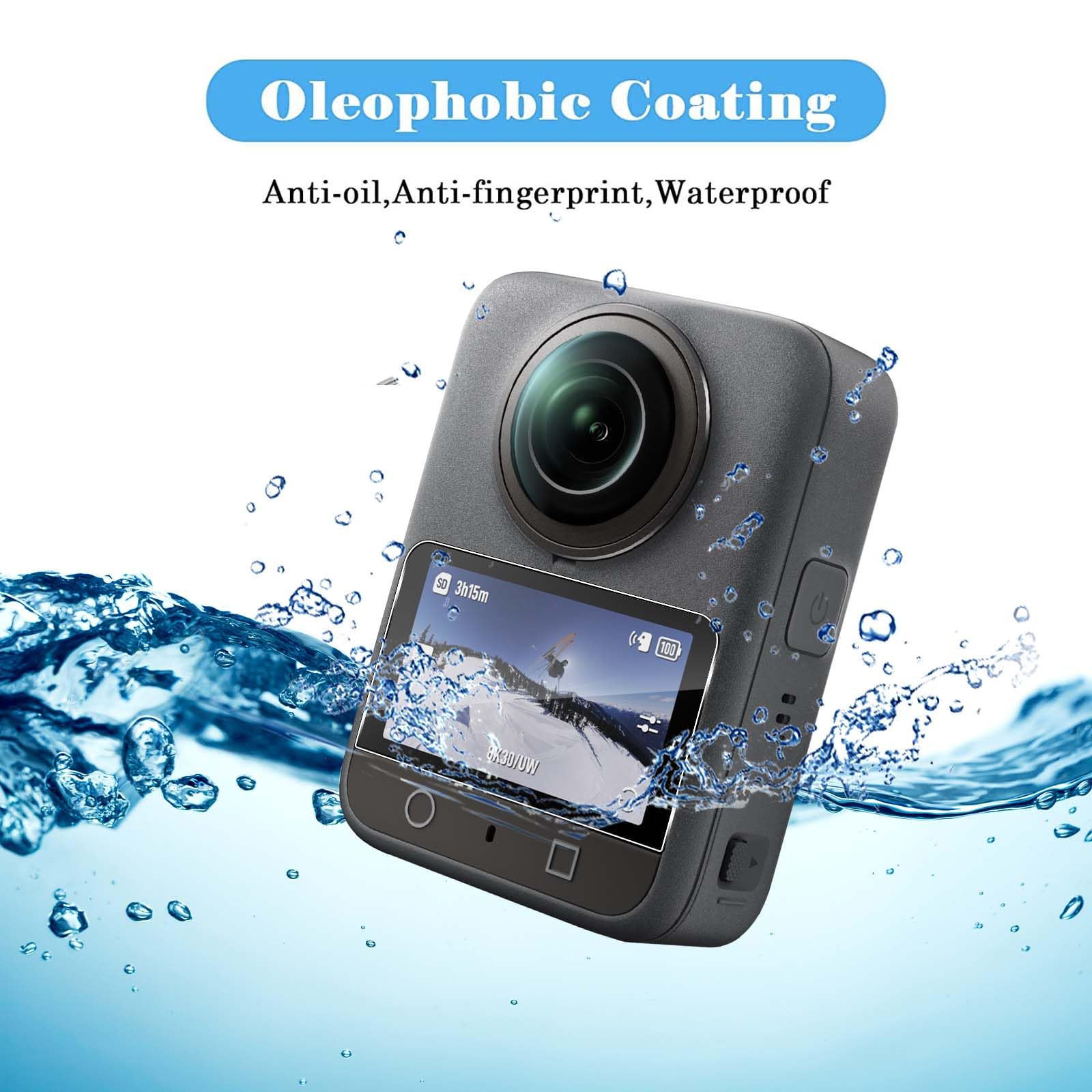 QULLOO Pellicola Vetro Protettiva per DJI Osmo 360 Accessories, Durezza 9H Anti-graffio HD Vetro Temperato Fotocamera Protezione [3 Pezzi]