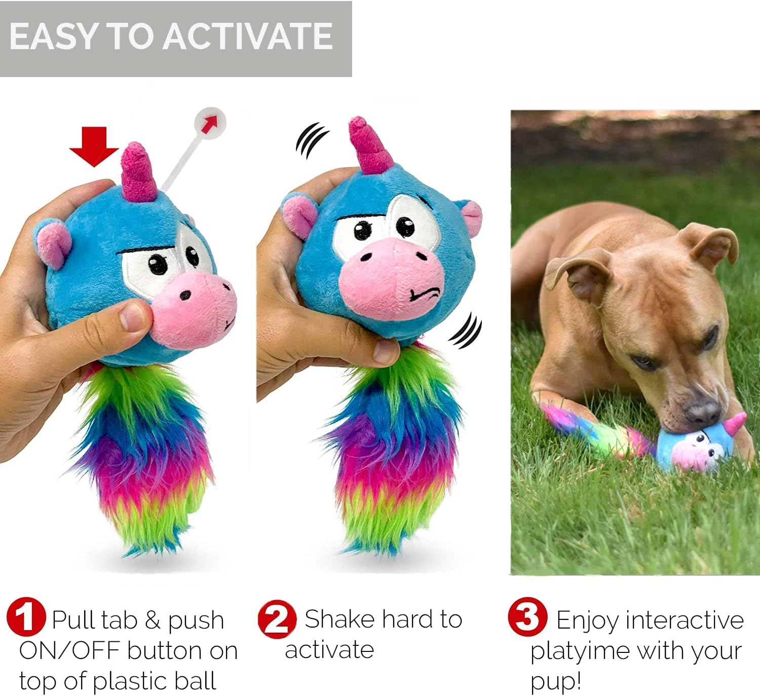 Hyper Pet Doggie Pal Unicorn Interactive Plush Dog Toy, Wiggles and Barks | Vibrating design busts boredom with stimulating play sessions, keeps curious pups engaged, entertained and active every day