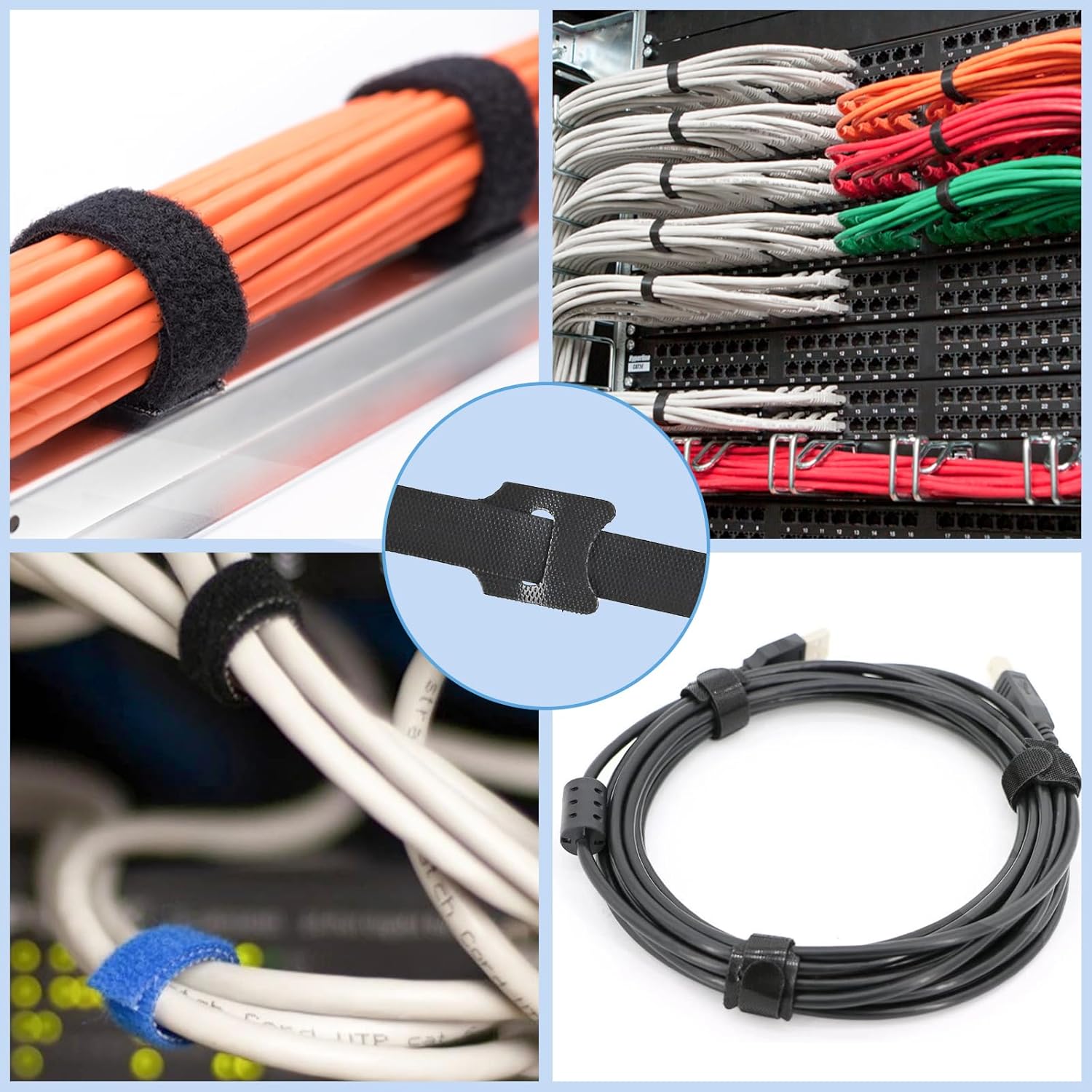 120pcs Reusable Cable Ties, 6 Inch Cable Ties Adjustable Cord Straps Cord Wrap and Hook Loop Cords Management Reusable Zip Ties for Garden Plant Secure Vine, Home, Office Use，Black