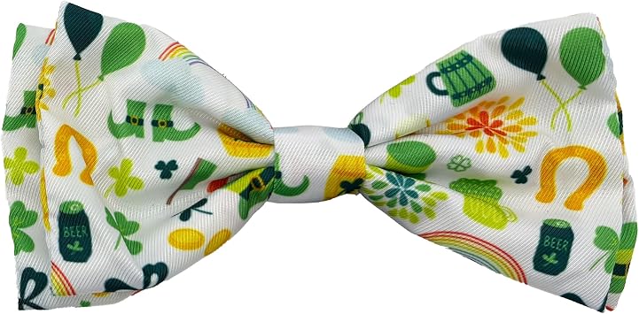 Huxley & Kent Pet Bow Tie for Dogs & Cats - St. Patricks Day Adjustable Hook & Loop Collar Accessory - Cute & Comfortable for Holidays & Celebrations - Happy St. Pats, Large