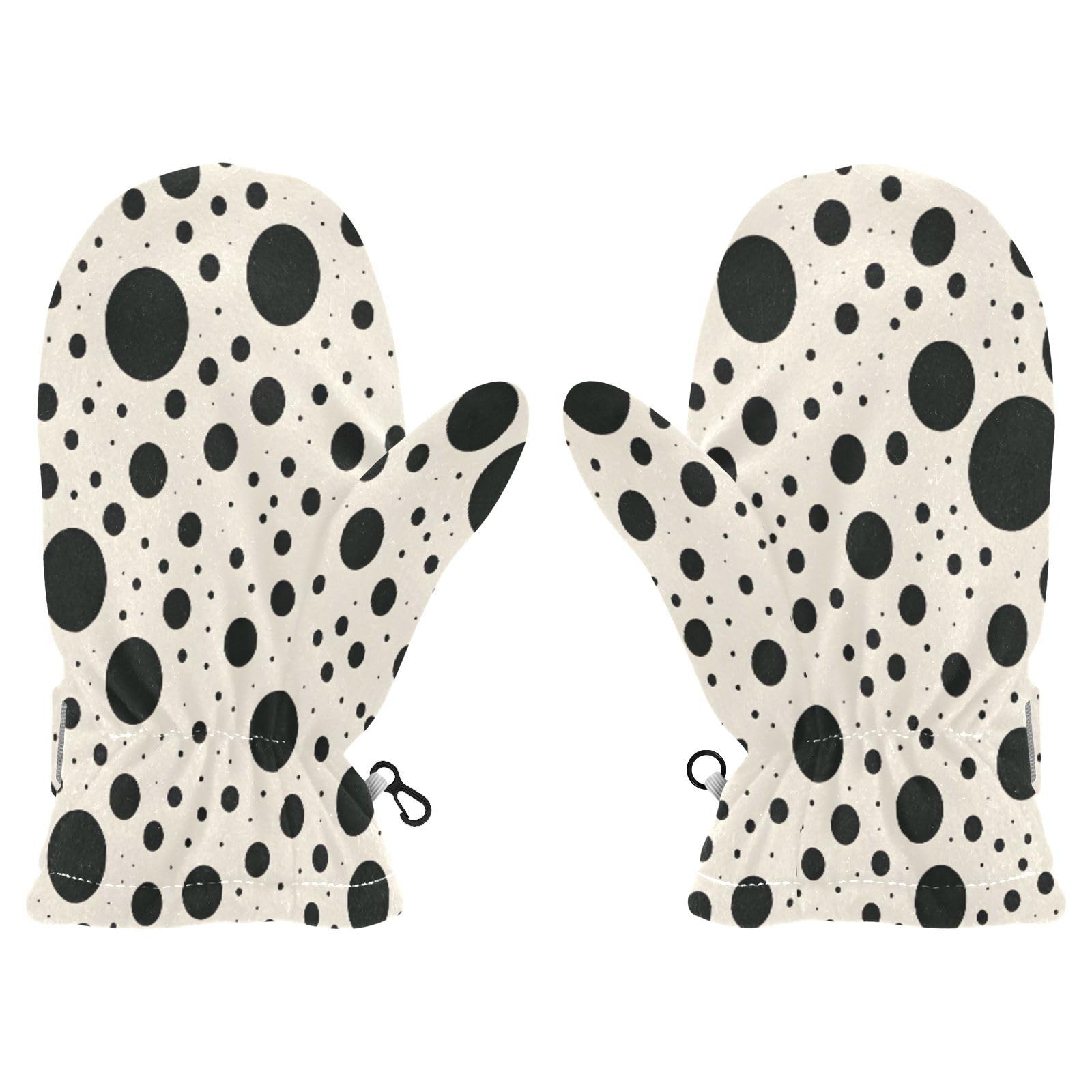 Kid's Winter Gloves Children Warm Gloves Black Spot for Boys Girl Age 2-4 Years