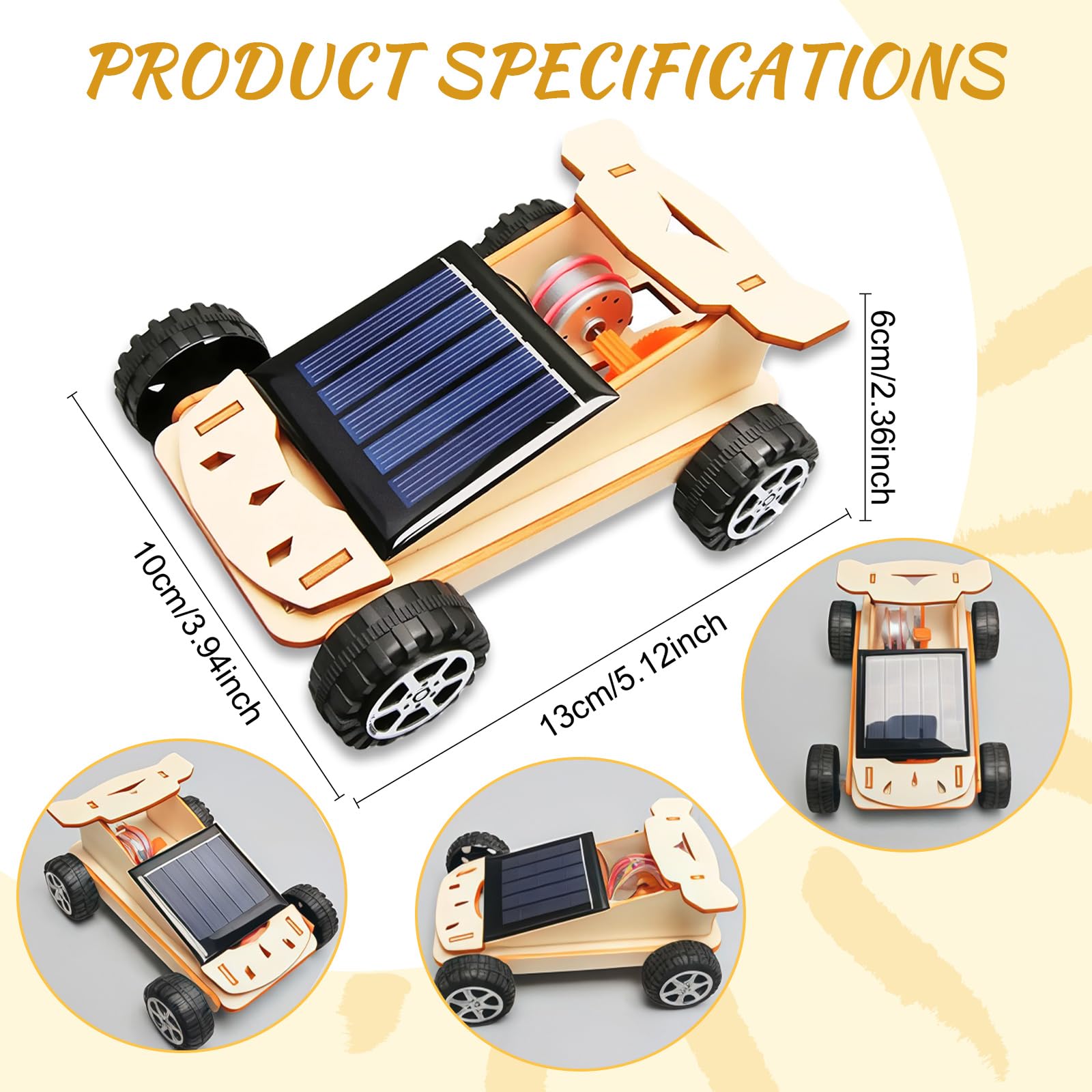 Kit De Construcción Solar para 7-14 Años, Coche Solar para Niños con Madera,Vehículo de Madera para Montar, Juguete Educativo,Regalo Creativo para Navidad, Cumpleaños Y Pascua