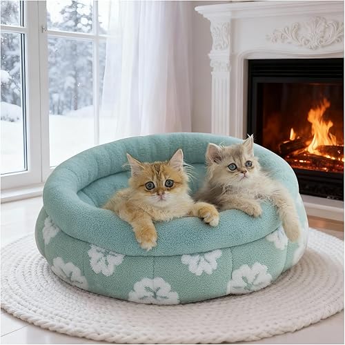Miniatura 11 de BALANCE Camas para gatos de interior, cama redonda lavable para gatos, bonita cama para gatitos con parte inferior antideslizante para gatitos y