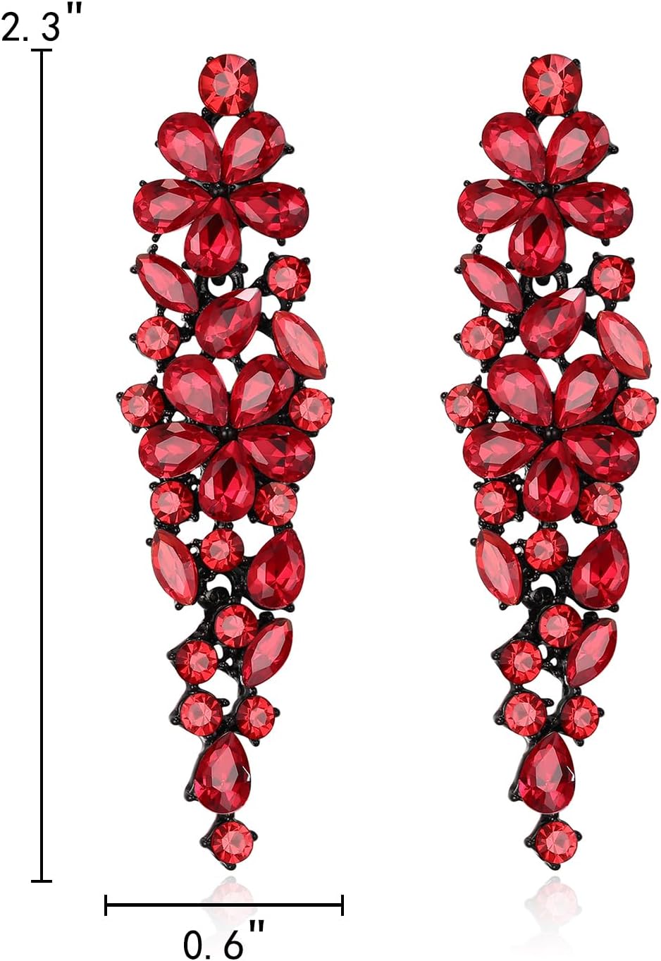 EleQueen Sparkle Marquise Rhinestone Crystal Statement Dangle Earrings for Women, Art Deco Prom Chandelier Jewelry for Wedding Bridal - Image 5