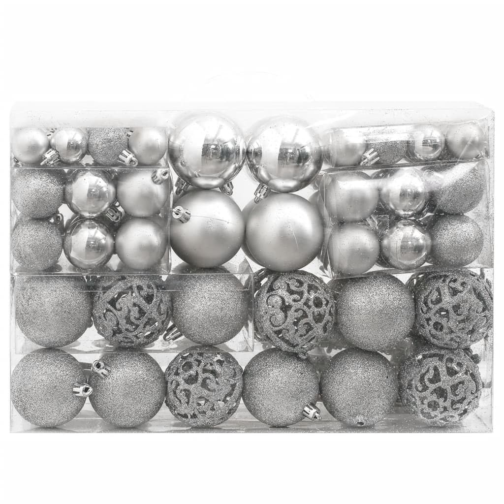 Homgoday Mobili Set Palline di Natale 111 pz Argento in Polistirene, Decorazioni Natalizie, Decori Natalizi, Decorazioni Natalizie per Esterno