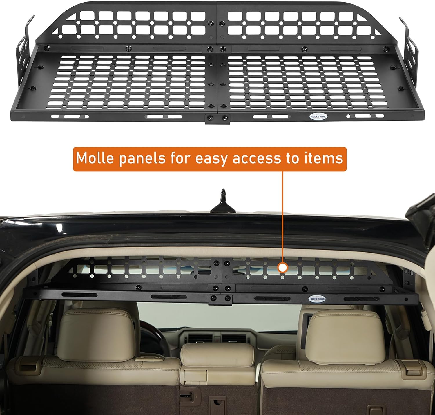 Hooke Road GX460 Cargo Rack Storage MOLLE Panel for 2010-2023 Lexus GX460, Cargo Shelf Trunk Organizer for Camping Trip Gear