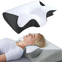 Curosleep Ergonomic Neck Pillow with 3D Ventilation Technology - Breathable Pillow for Sleepers, Hypoallergenic, Removable Cover, Orthopaedic, 8 cm Height, 3 Colours (Black)