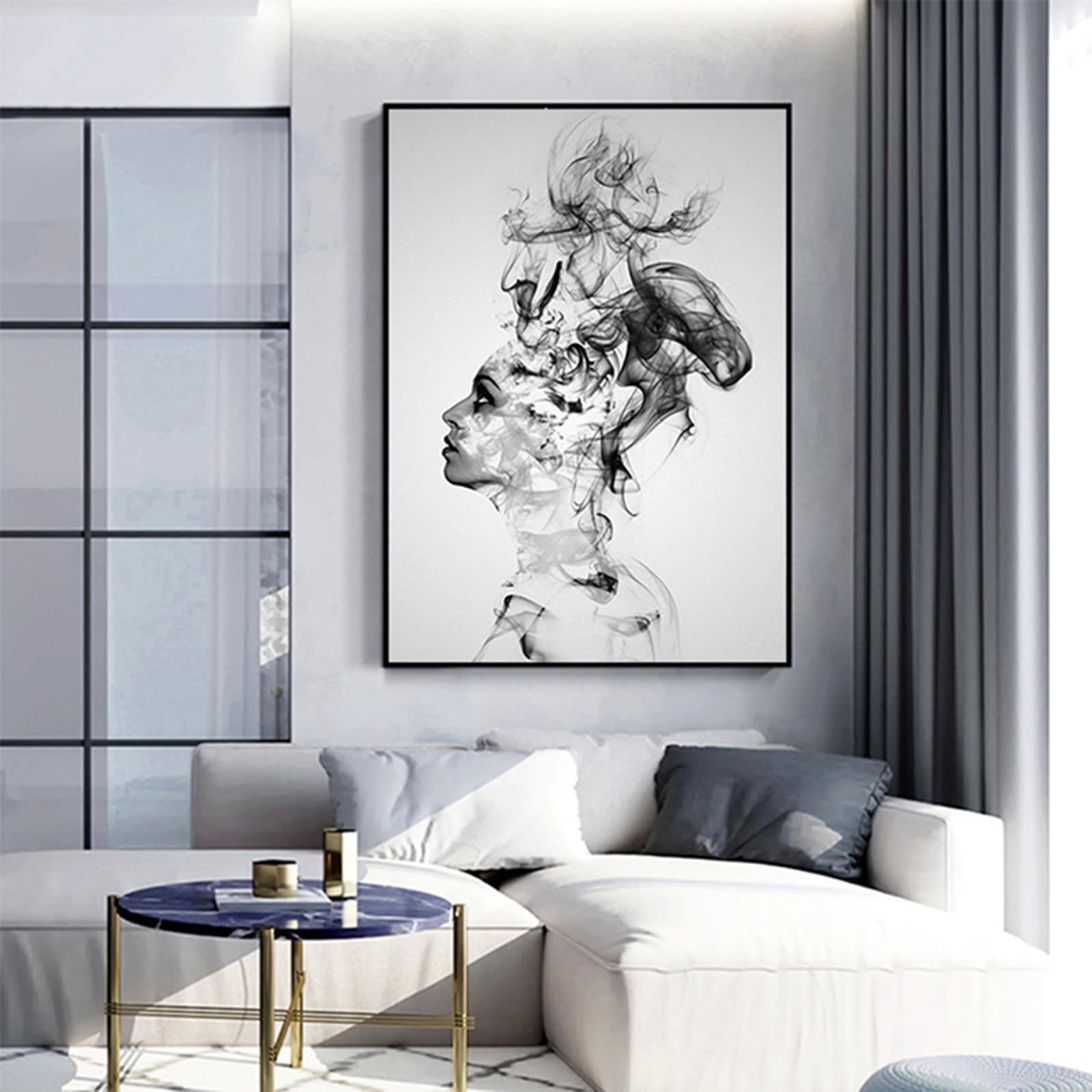 UGZDEA Abstract Art Poster Canvas Pictures, Modern Black White Motif, Smoked Boy Girl Poster - Image 4