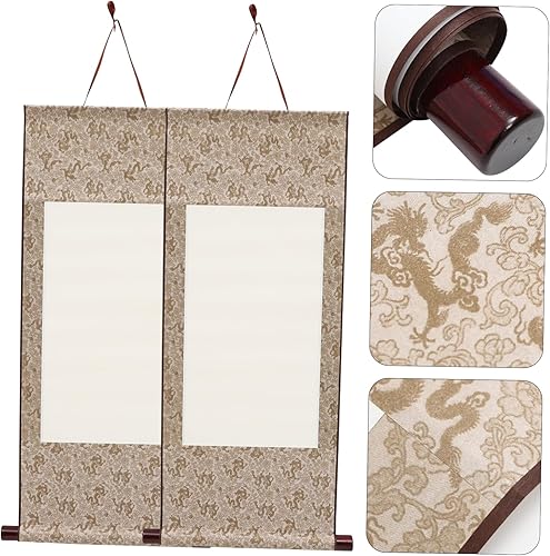 Miniatura 5 de COHEALI 2 piezas de mini pergamino en blanco para colgar en la pared, caligrafía en blanco, pergamino de arte chino largo en blanco para escribir