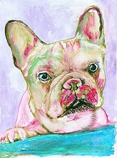 French Bulldog Wall Art,Rose Pink, Aquamarine Frenchie, Wall Hanging French Bulldog, Frenchie Owner, French Bulldog Artwork, French Bulldog Pop Art Print, Wall Hanging French Bulldog Mom Gift