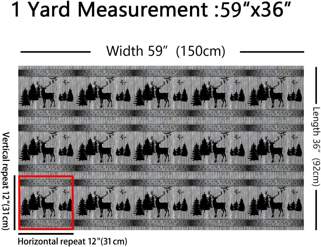 Deer Fabric by The Yard 3 Yard, Camping Hunting Upholstery Fabric forFarm Duck Deer Decorative Waterproof Outdoor Fabric Kids Toddler Farmhouse Outdoor Fabric