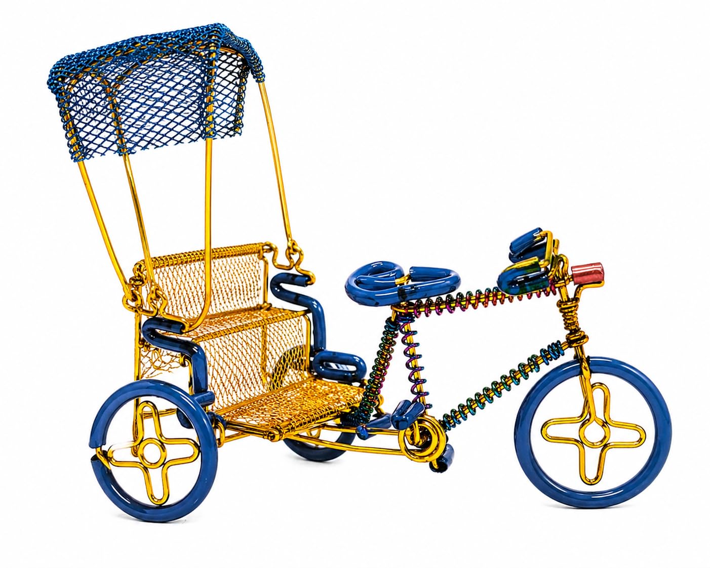 ARC Modern Decor Plus Handmade Aluminium Wire Rickshaw Tricycle Showpiece for Home & Office | Decorative Mini Cycle Rickshaw Model | Tabletop Desk Decor Gift Item-image-24