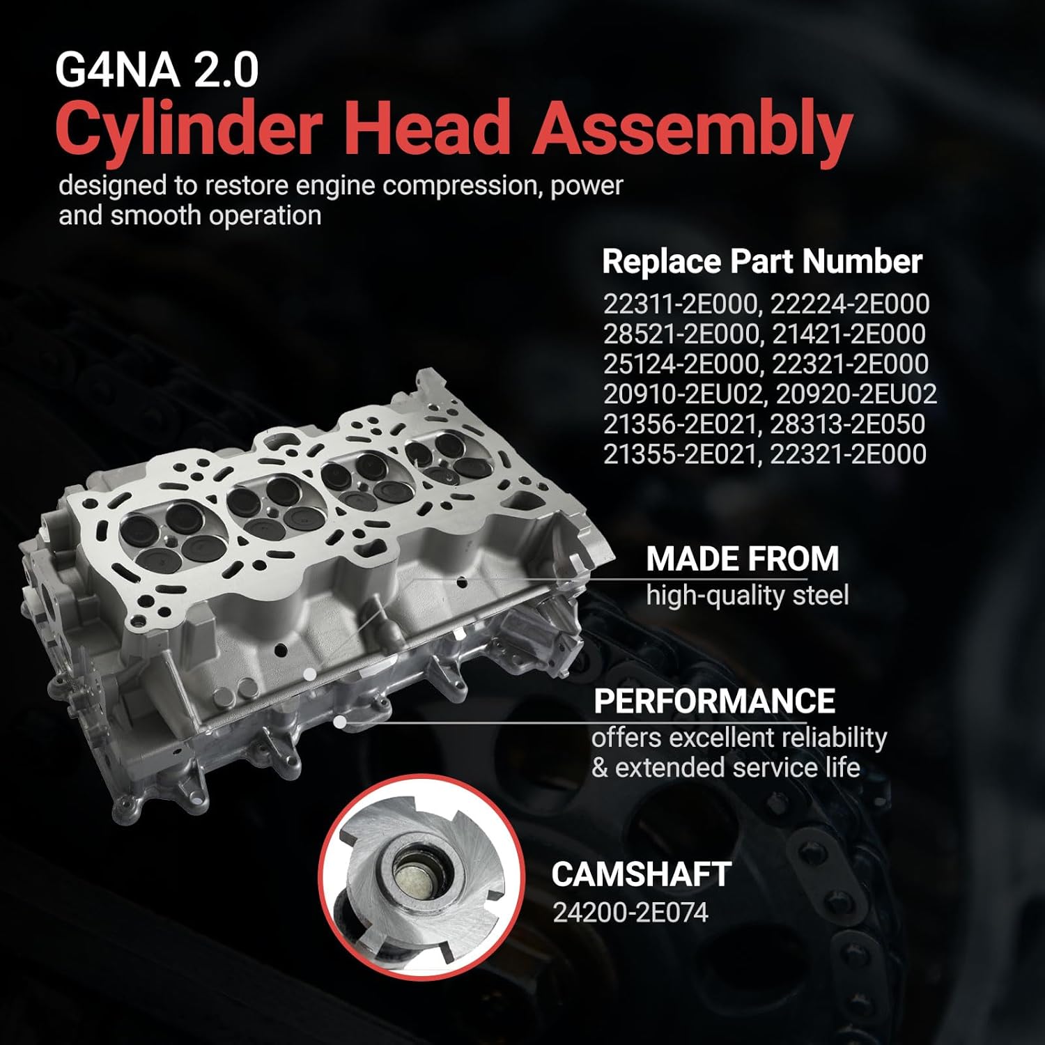 G4NA 2.0 Engine Cylinder Head Assembly Fit For Hyundai Kona Elantra Veloster 2.0L 2017-2021 Fit For Kia Forte Seltos Soul 2.0L 2017-2024 Replace# 24200-2E074