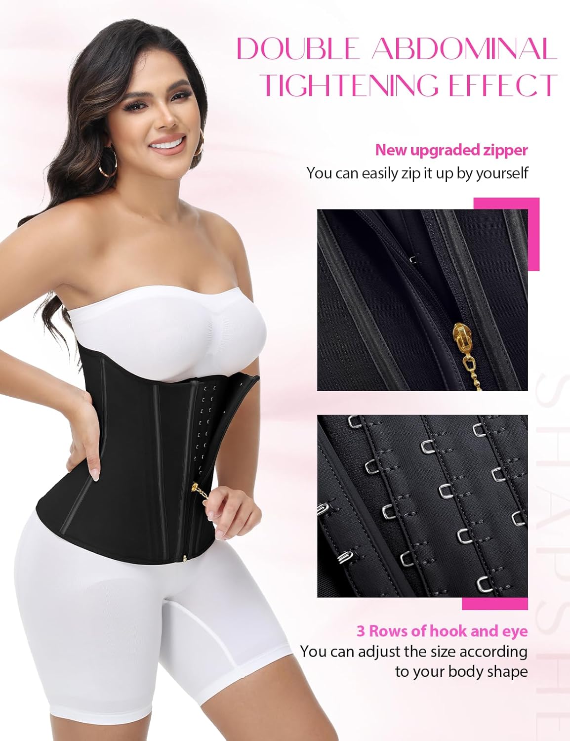 SHAPSHE Waist Trainer for Women Tummy Control Workout Waist Cincher Corset Shapewear Postpartum Body Shaper with Zipper Hook - Image 5