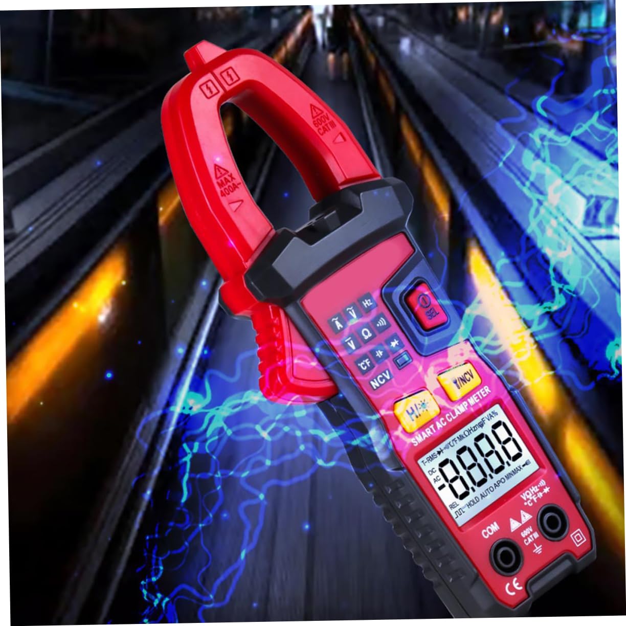 NUOBESTY Professional Digital Clamp Multimeter MYS Auto Detect Voltage Tester Electrical Ammeter for Ac Dc Measurement with Design and Carrying Pouch