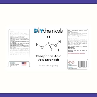 DIYChemicals Phosphoric Acid 75% Rust Remover, Wood Stain Remover, pH Control, High Purity Orthophosphoric Acid for Metal, Fertilizers - Made in USA - 1 Pint (16 fl oz)