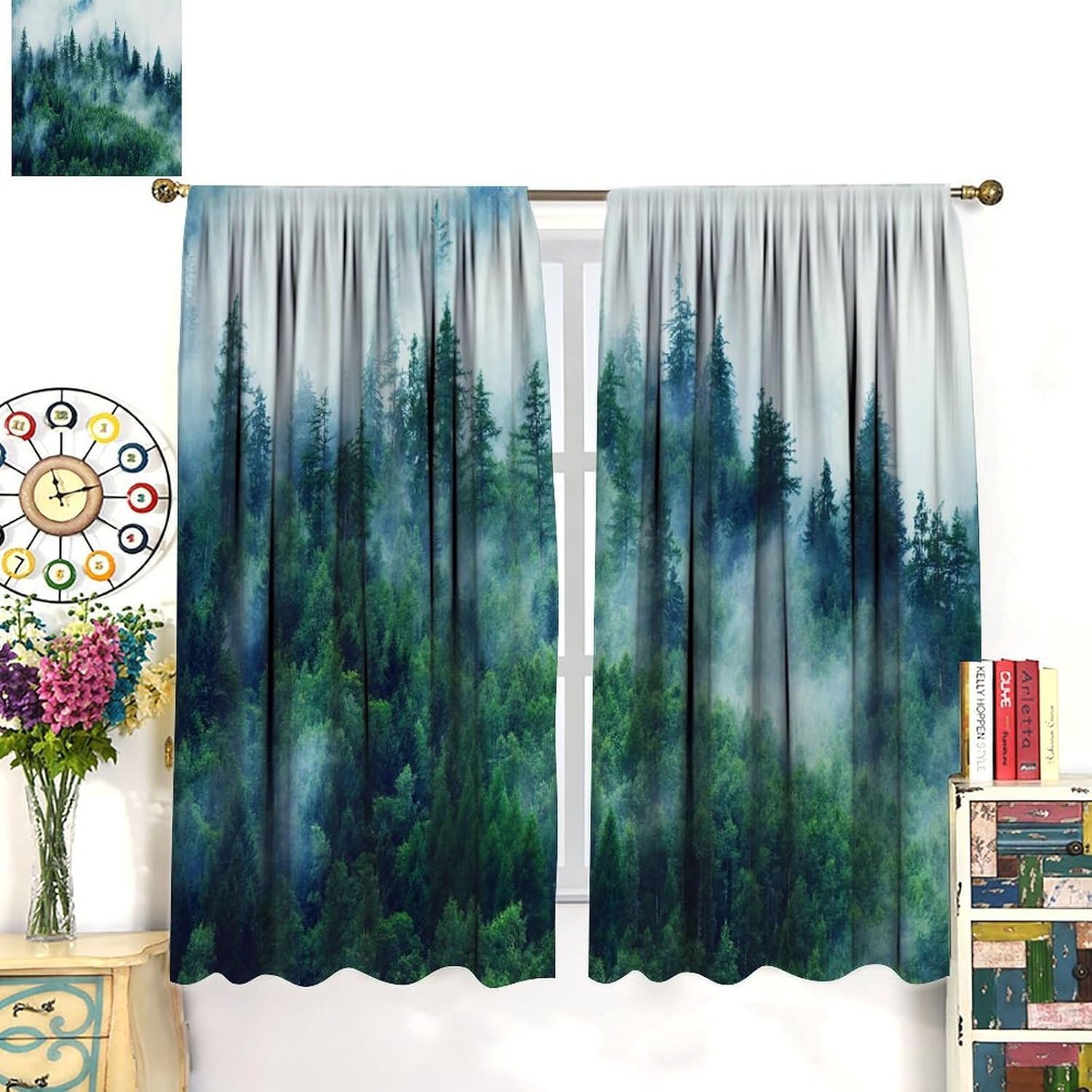 3D Vorhänge Mit Ösen Für Kleinkinderzimmer Schlafzimmer Waldlandschaft Verdunklungs Vorhang Isolierend Wärmeschutz Geräuschreduzierung Gardinen Für Jungen- Und Mädchenzimmer 280X250 cm (B +-865630383