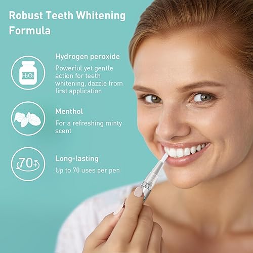 Miniatura 2 de Bolígrafo blanqueador de dientes, paquete de 2 (0.3 fl oz), gel blanqueador de acción rápida con aplicador de cepillo, kit de viaje portátil para