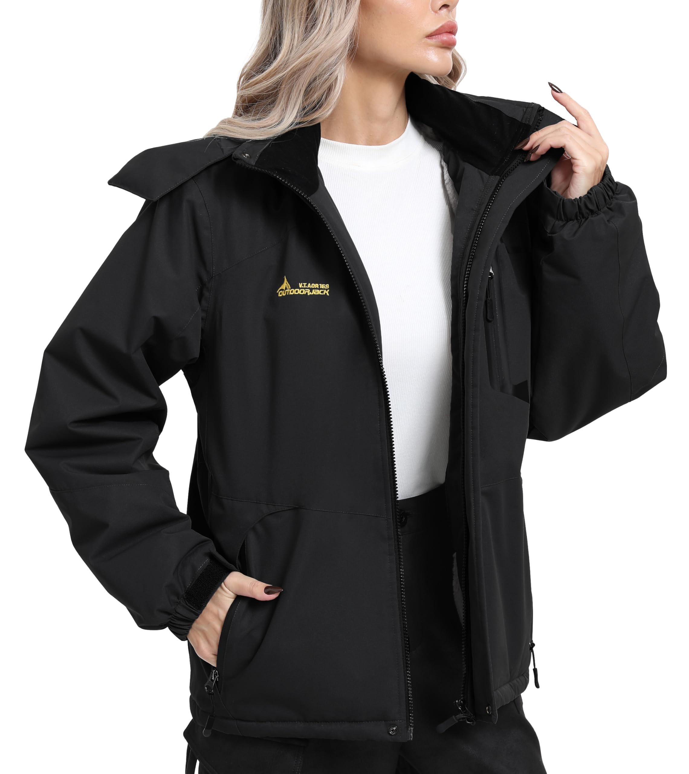 Skijacke Softshelljacke Damen Wasserdicht Regenjacke Winterjacke Funktionsjacke Winddicht Winter Warm Gefüttert Outdoorjacke mit Kapuze