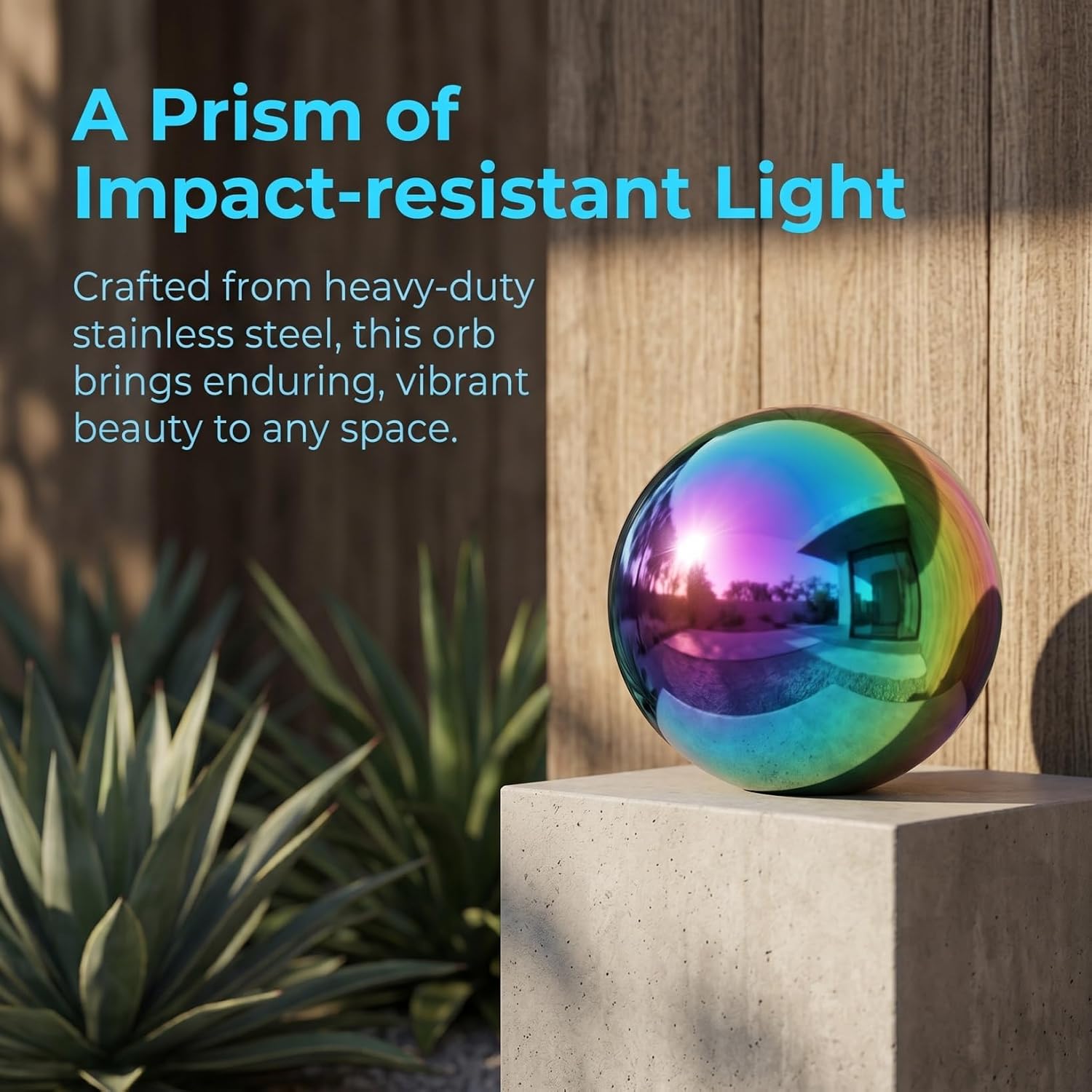Rainbow Gazing Ball 4.7 Inch Shatterproof Stainless Steel Mirror Orb