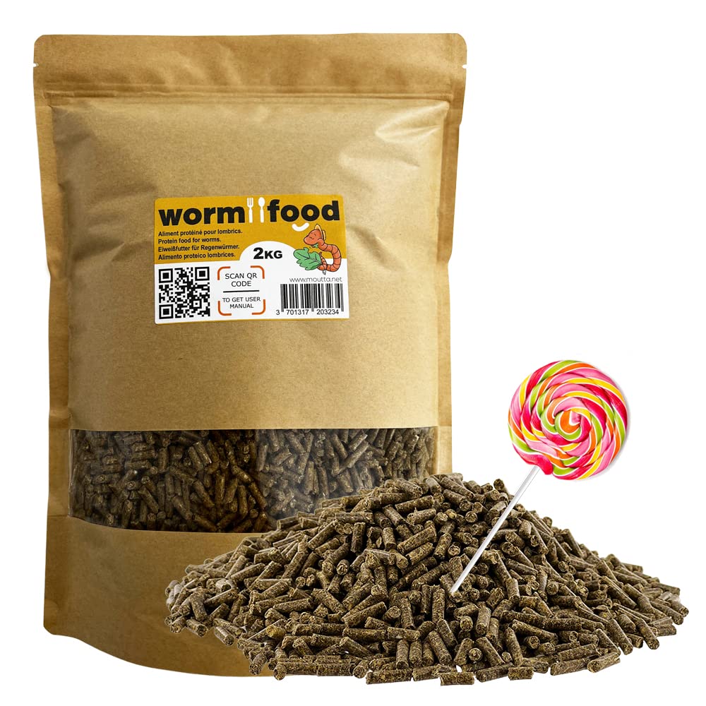 Moutta | WormFood 2kg, Aliment protéiné pour Les vers de Terre | Idéal pour la Reproduction et l’élevage