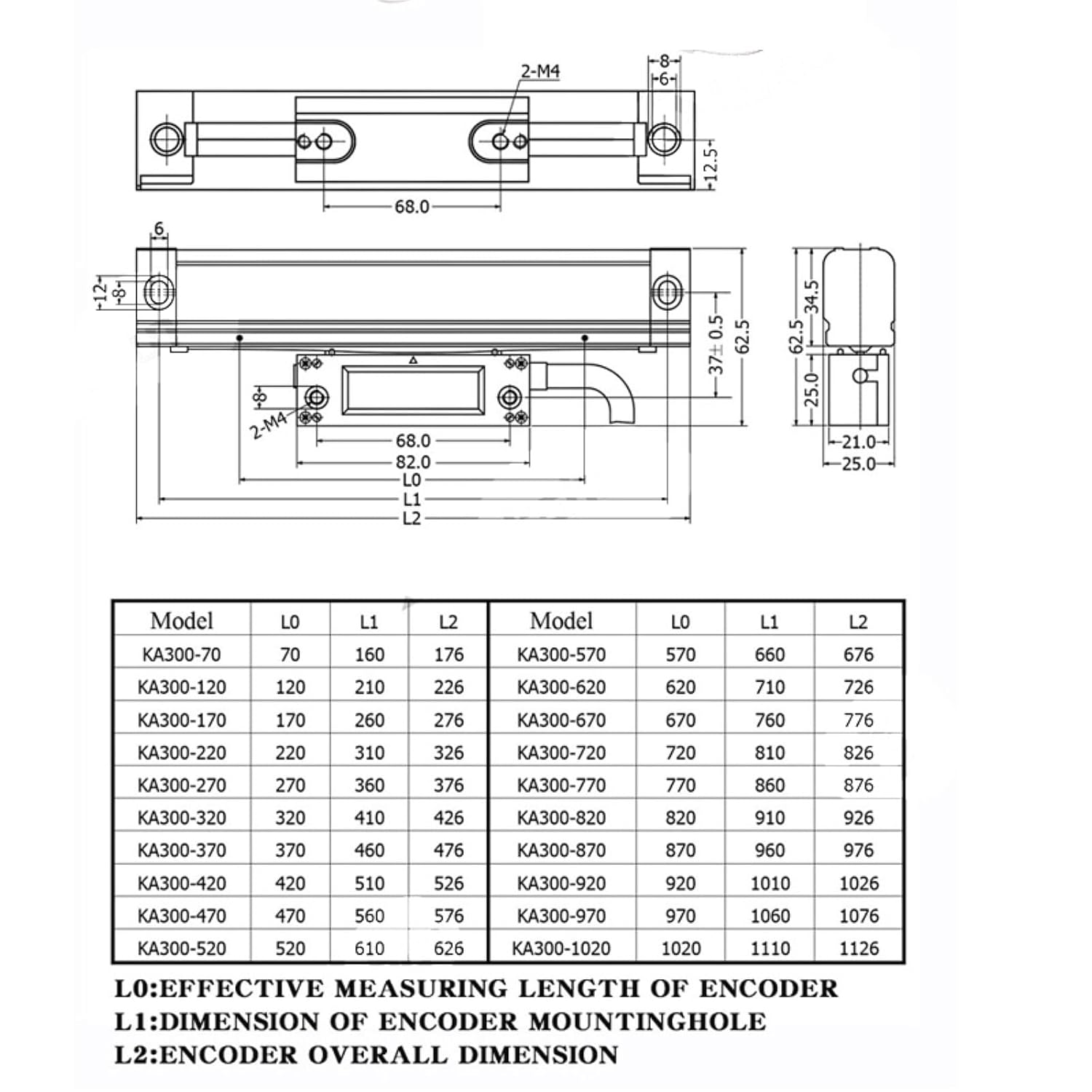 1PCS ka300 70-470-5um High Precision Linear Encoder Grating Ruler Glass Optical Ruler Machine Tool Digital Display(KA300-320mm-5um)