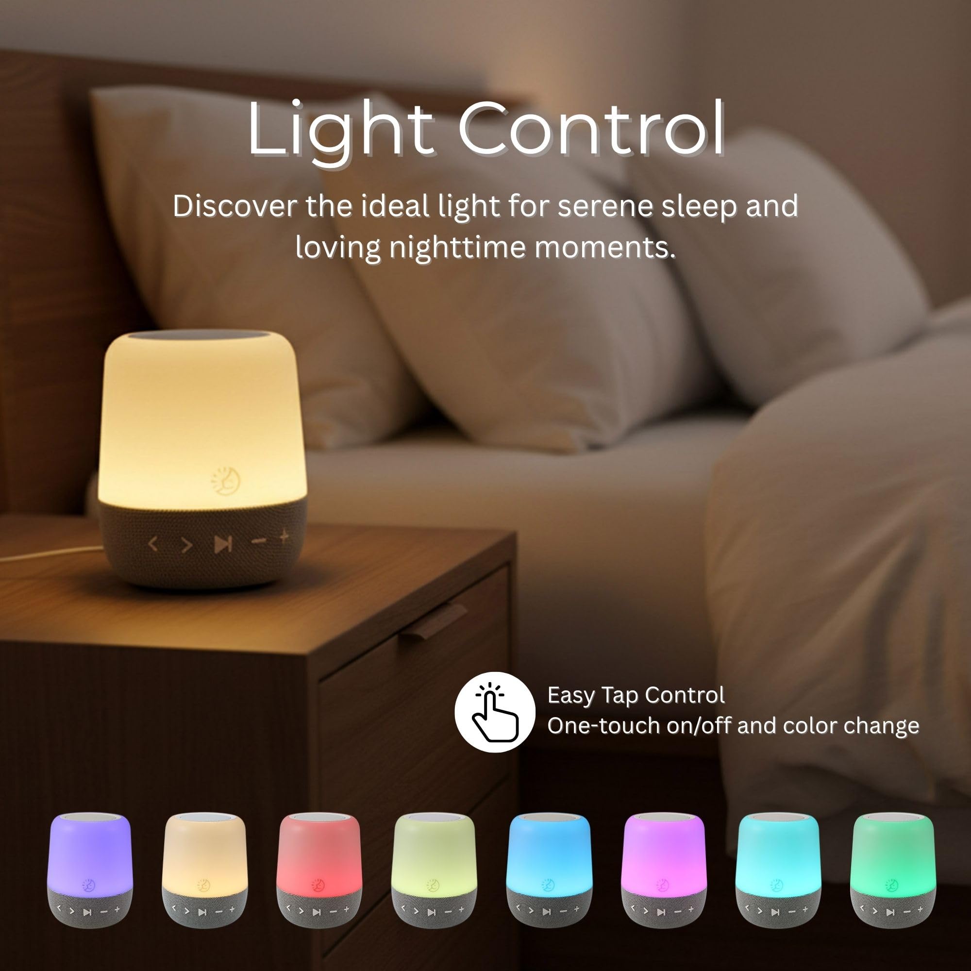 Sleep ZM White Noise Machine mit 30 Geräuschen - Digitale Einschlafhilfe mit bernsteinfarbenem Nachtlicht zur Blaulichtblockierung, Touch-Steuerung, wiederaufladbarer Akku & Timer für Erwachsene