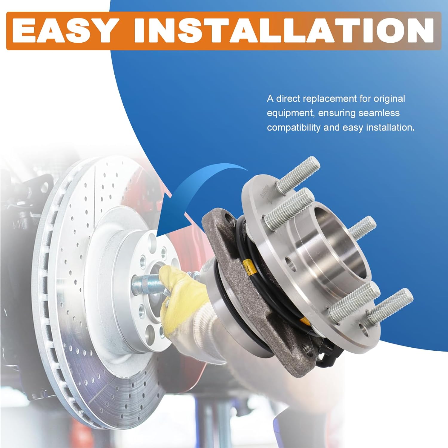 Front Wheel Hub Bearing Assembly 4WD 2 PCS Compatible for 1997-2005 Chevy Blazer S10, Compatible for 1997-2005 GMC Jimmy Sonoma 5 Lugs w/ABS Replace 513124