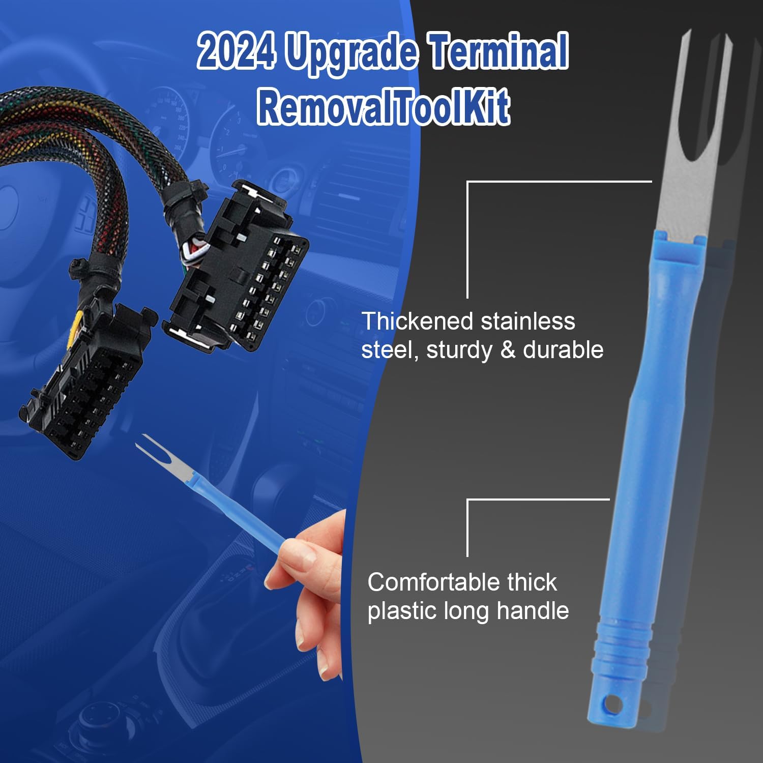 2024 Upgraded Terminal Removal Tool Kit - 41Pcs Blue Electrical Pin Removal Tool Kit Electrical Wire Connector Pin Removal Tool Kit, Car Terminal Release Tool Kit for Household Devices…