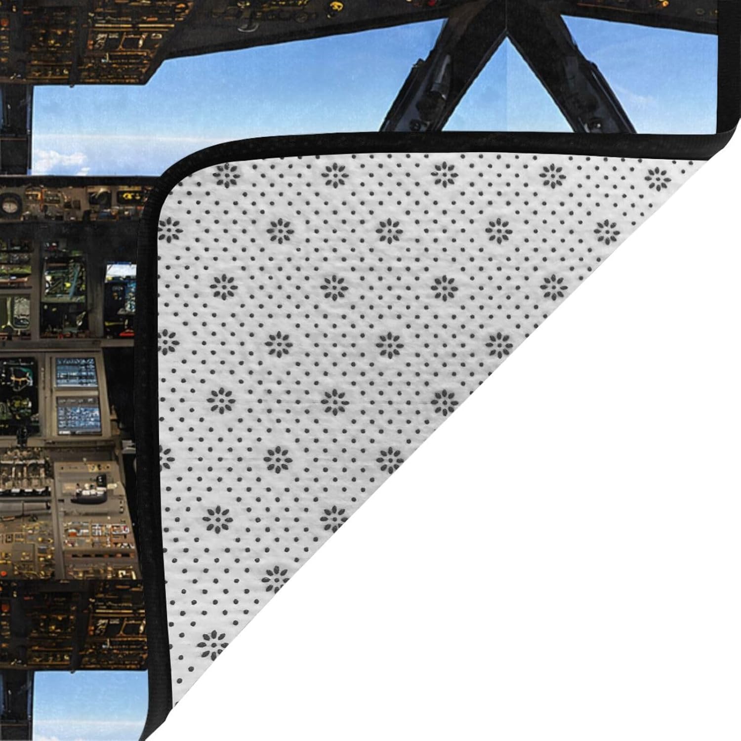 Flannel Non-Slip (Airplane Cockpit) Rug Pad 80×50in Soft Washable Protective for Hardwood Floors Bedroom Bathroom Living Room